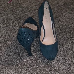 Blue suede heels
